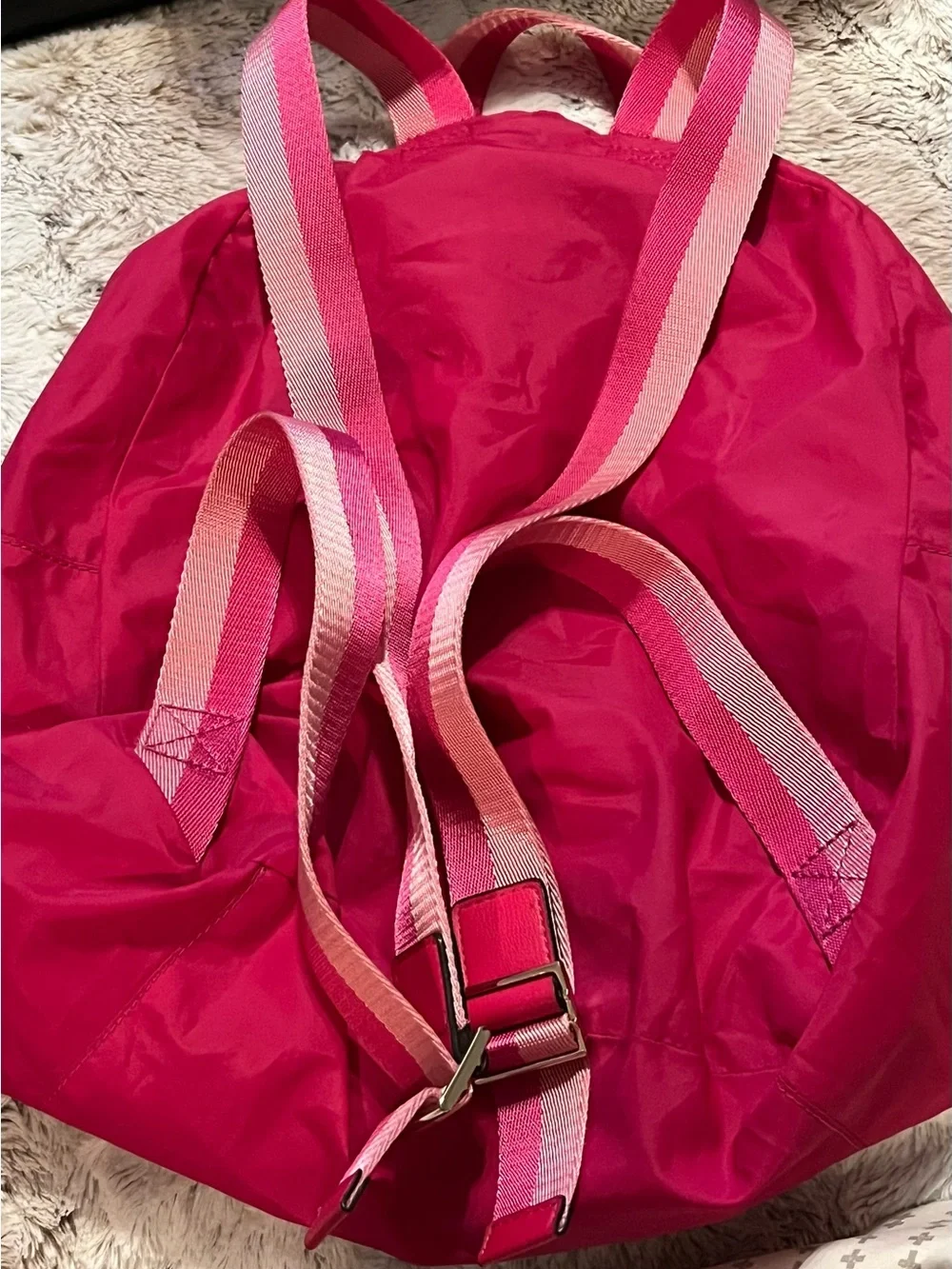 kate spade Bright Magenta Packable Nylon Backpack with Front Pocket